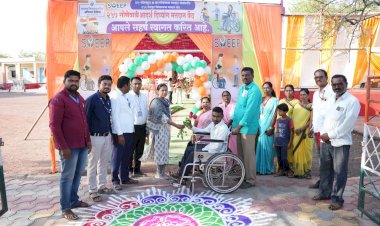 मंगळवेढा तालुक्यातील गोणेवाडीचे आदर्श दिव्यांग मतदान केंद्र ठरले आकर्षणाचे केंद्रबिंदू