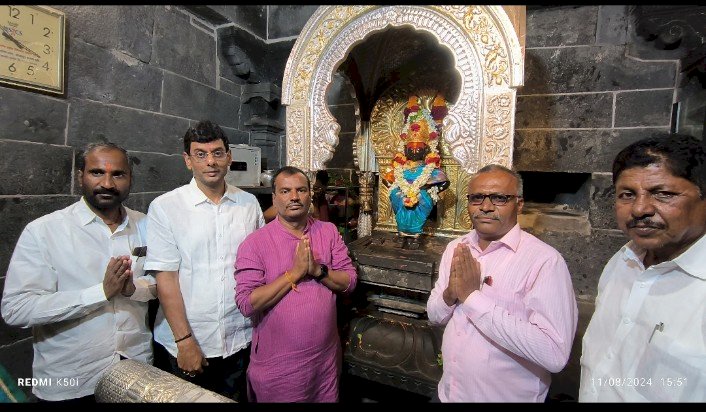 विजापूरचे काँग्रेस पक्षाचे आमदार सुनील गौडा- पाटील यांनी घेतले विठ्ठल- रुक्मिणी मातेचे दर्शन,  मंदिरातील पुरातन विभागाच्या कामाची केली पाहणी